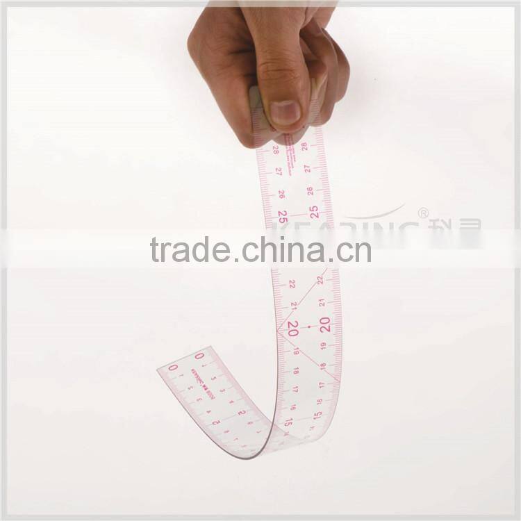 Kearing Chinese Manufacture High Quality Flexible Plastic Pattern Making ruler 3 * 30cm with Mattern Grids # 8006