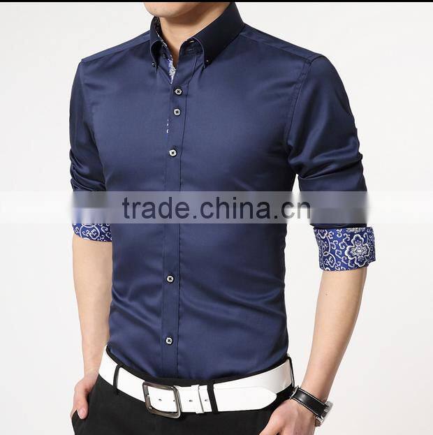 fashion cotton slim fit custom men shirt (201501)