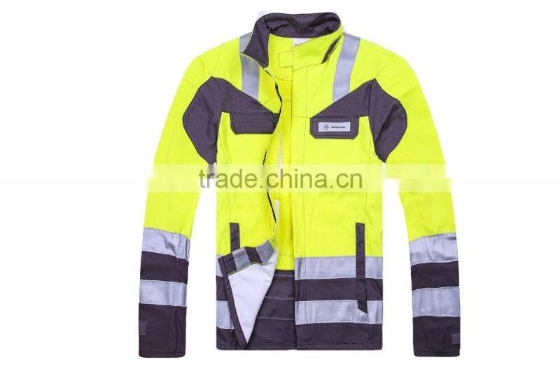 2016 customers design 3M Flame retardant high quality mebs reflective jacket