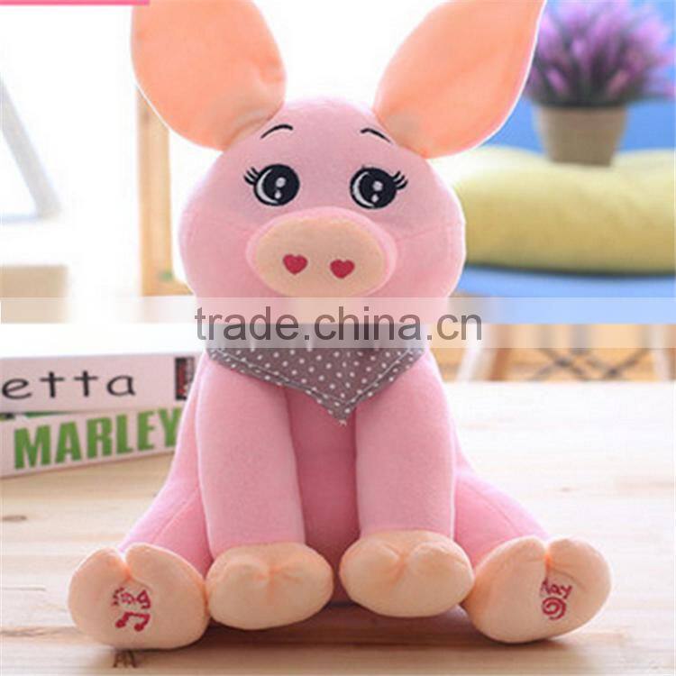 wholesale baby soothing toys soft plush music sining animal rabbit and elephant toy