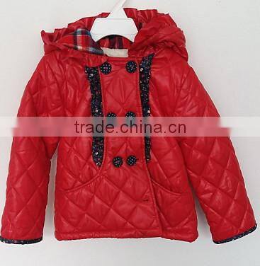 2016 girls red cotton padded coat