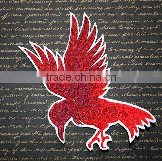 Custom high quality embroidered creative bird patch for clothes embroidery patch made in china choose size/color