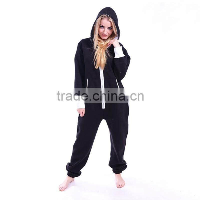 Cheap adult onesie hooded pajama zipper up adult onesie plain colour