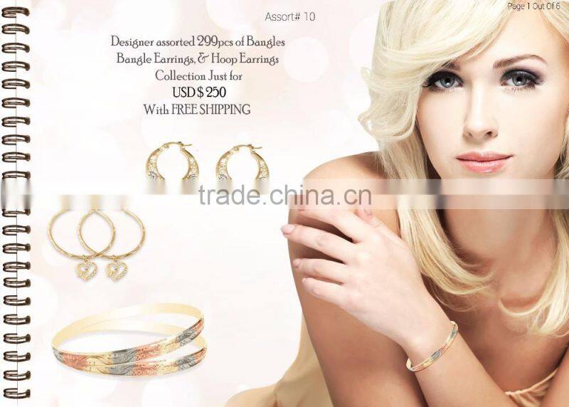 Combo Jewelry for USD $ 250 With Free Shipping consists of Three Tone Plated Bangle, Bangle Earrings, Hoops, Rings, etc.