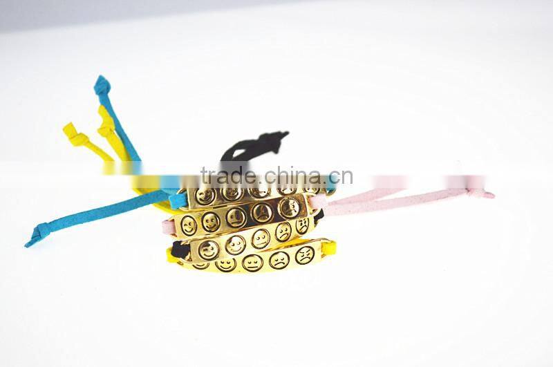 gold love letter charm suede leather bracelet custom logo charm leather bracelet
