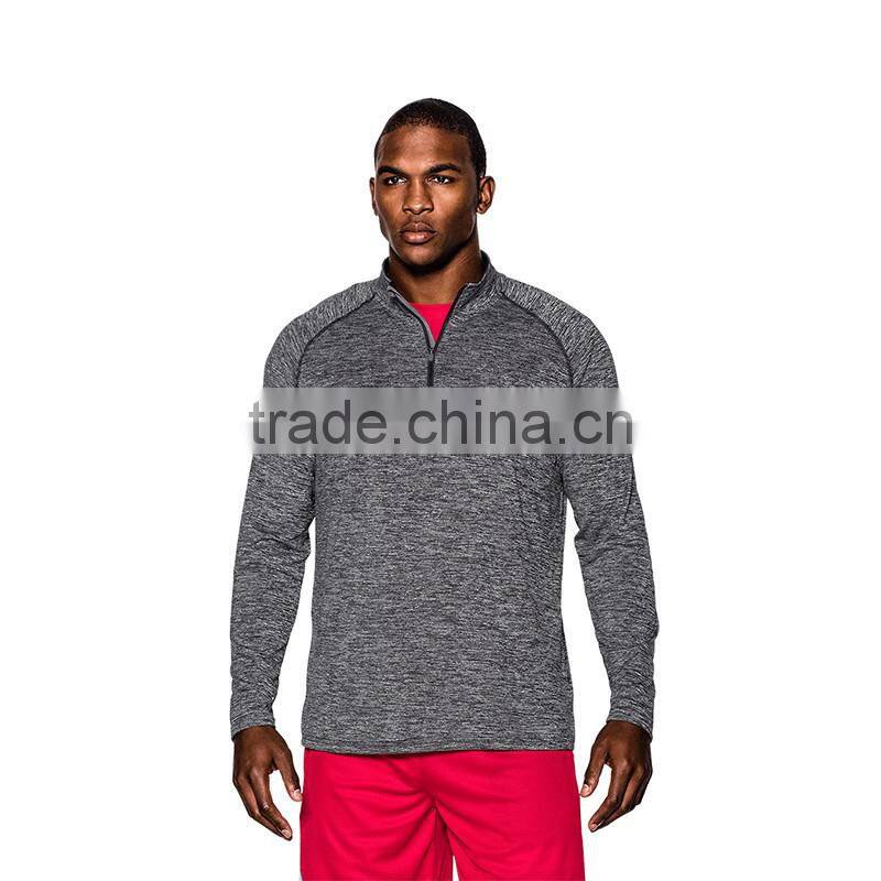 Sports apparel 1/4 zipper 100%polyester long sleeve dry fit shirts half zip shirts quick dry gym wear