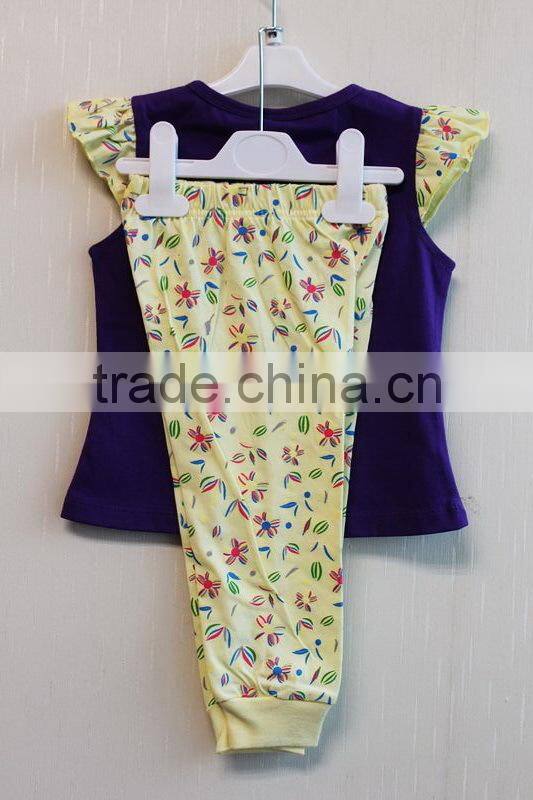 High Quality Latest Design Baby Sleeveless Pajama Set Knitted 100% Cotton Pajama 2 Pcs Set TP-7713