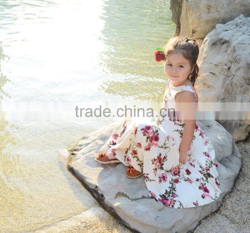 Match Mom And Daughter Clothing Mommy And Me Vintage Style Beach Dress With Flower