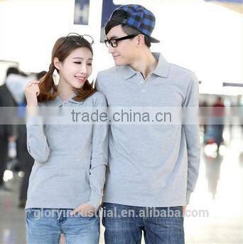 New design couple long sleeve pique polo shirt
