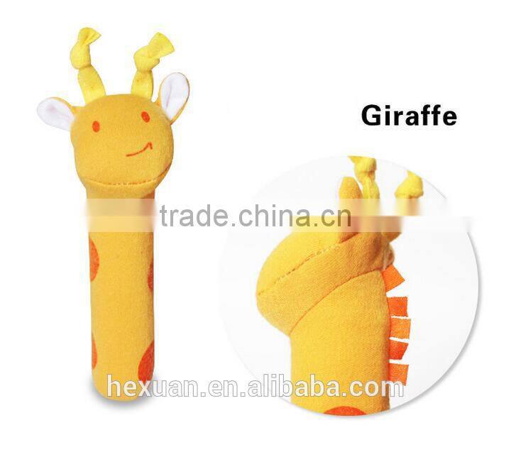 Soft Baby Kid Toy Ring Bell BB Baby Plush Rattle Squeaker Early Educational Doll Rod 0M+ Cute Cartoon Animal Musical Plush Toy