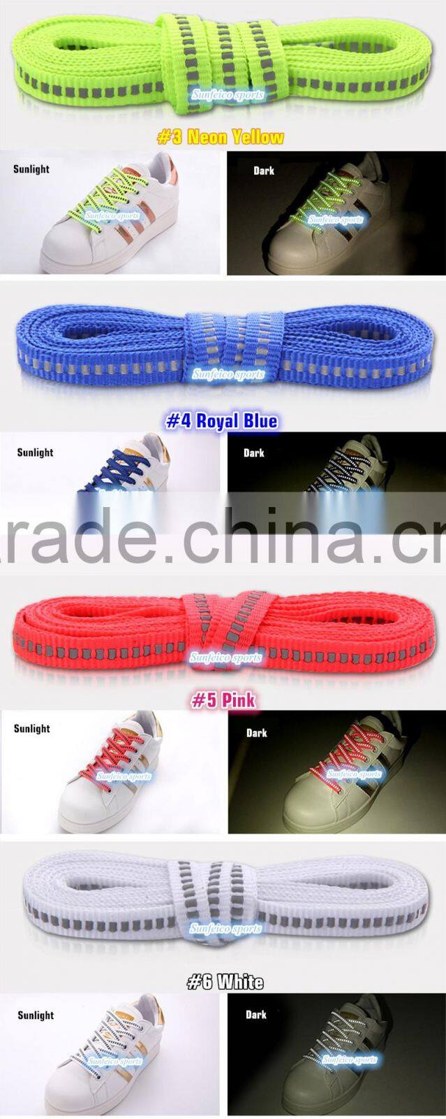 2016 Athletic & Fashion 3M Reflective Flat Visible Safety Shoelaces - Multicolor Bright 3M Reflective Flat Laces For Customized