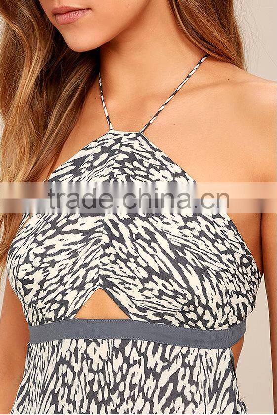 stylish maxi dress summer lady printed halter dress fashion dress design