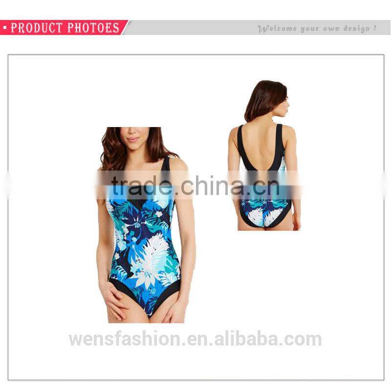 Custom One-piece Full Printed 2016 Latest Design Women Bikini Swimwear
