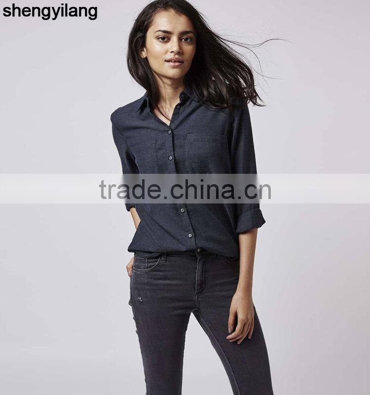 Hot sale long sleeve woman shirt in guangzhou