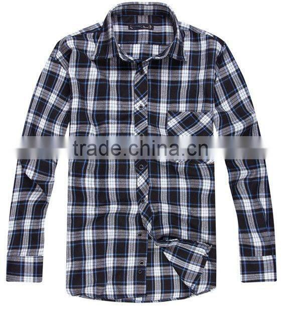 2016 Elegant fancy style 100%Cotton Single velvet Checked thickening Shirt for men