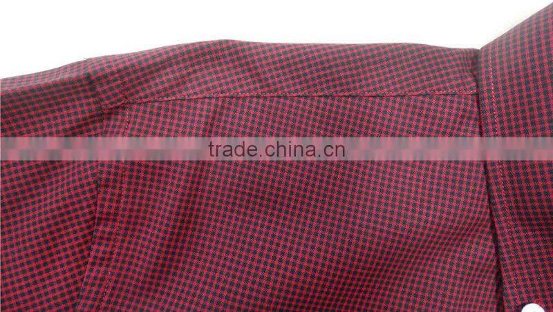 button down collar long sleeve gingham causal men shirt 100% cotton