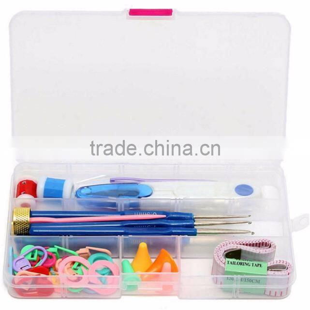 Hot Selling Plastic Crochet Hook Set Include Knitting Yarns,Thimble,Measuring Tape,Handle Knitting Needles Hooks