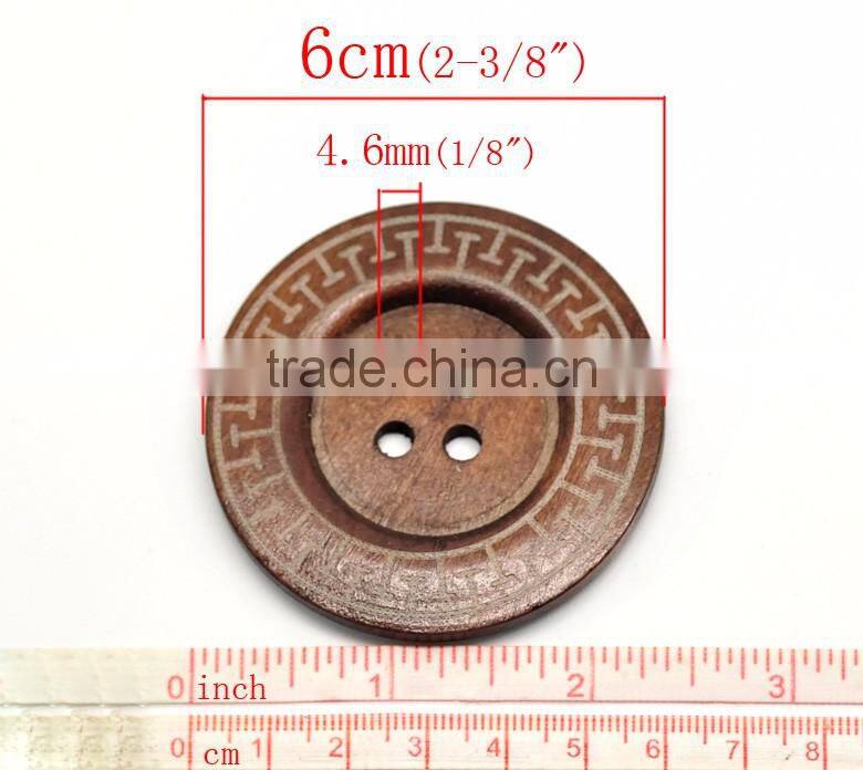 Coffee 4 Holes Big Wood Sewing Buttons for Outerwear Sweater Overcoat Clothing