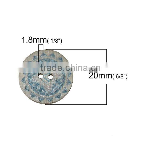 Wood Sewing Buttons Scrapbooking 2 Holes Round At Random Chakra Pattern 20mm Dia