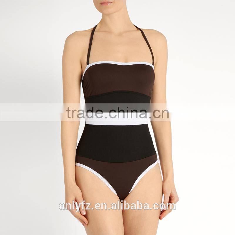 China factory wholesale embroidered asymmetric ruffle one piece swimsuit women