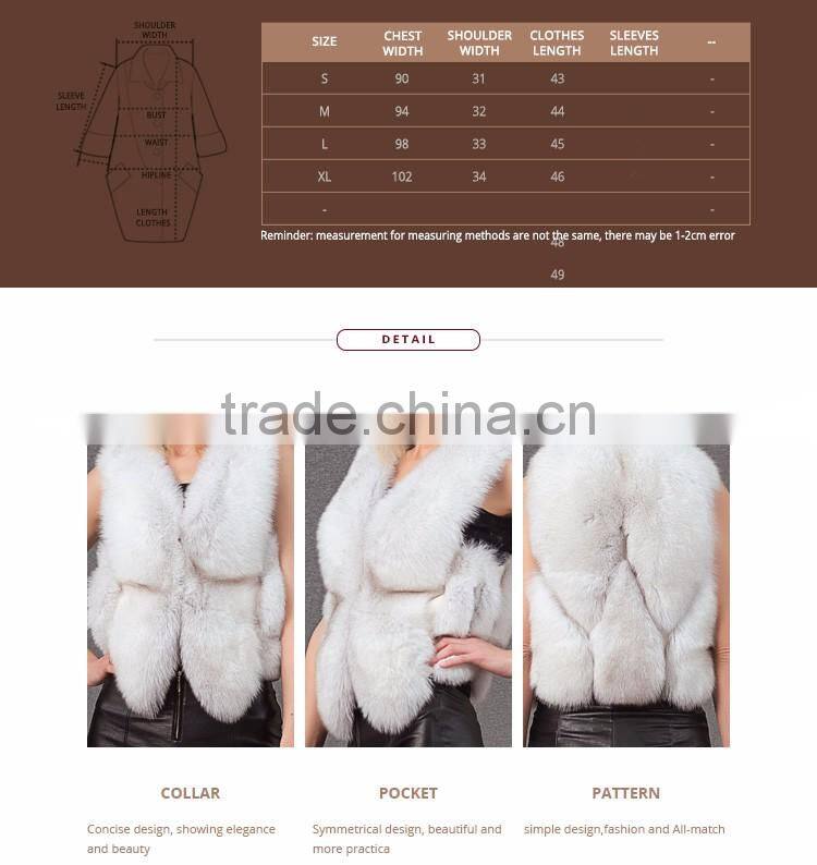 Top quality short vest waistcoat arctic real fox fur coat