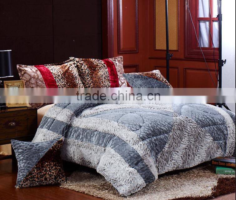 very warm and soft pv plush fabric quilt cover patchwork bedding set bedspreads