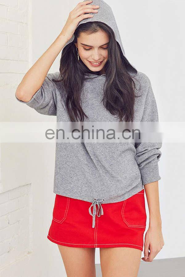 Soft Cotton Oversized Hood Raglan Style Long Sleeves Women Double-knit Hoodie