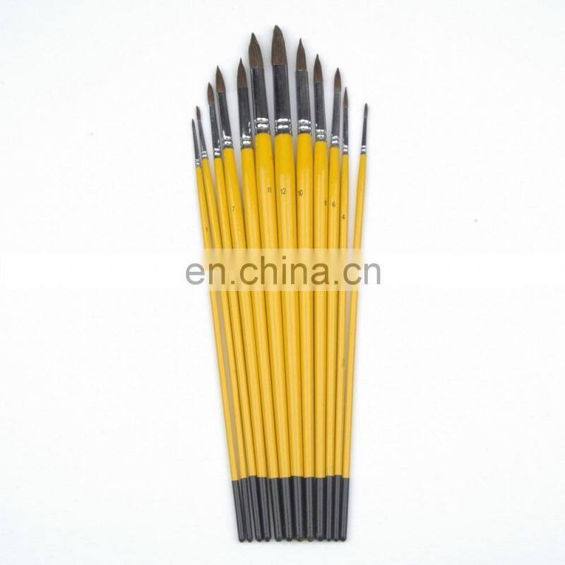 Long coloured handle horse hair brush, round, #1~12