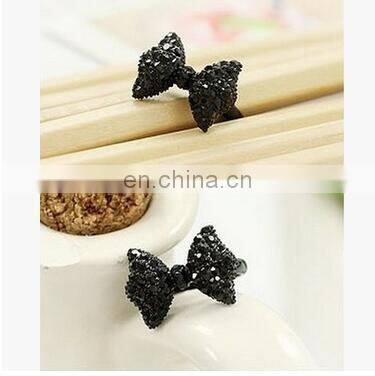 2017 New Stlye Vintage Adjustable Fully-jewelled Simulated Diamond Fashion Black Color Party Butterfly Rings For Women