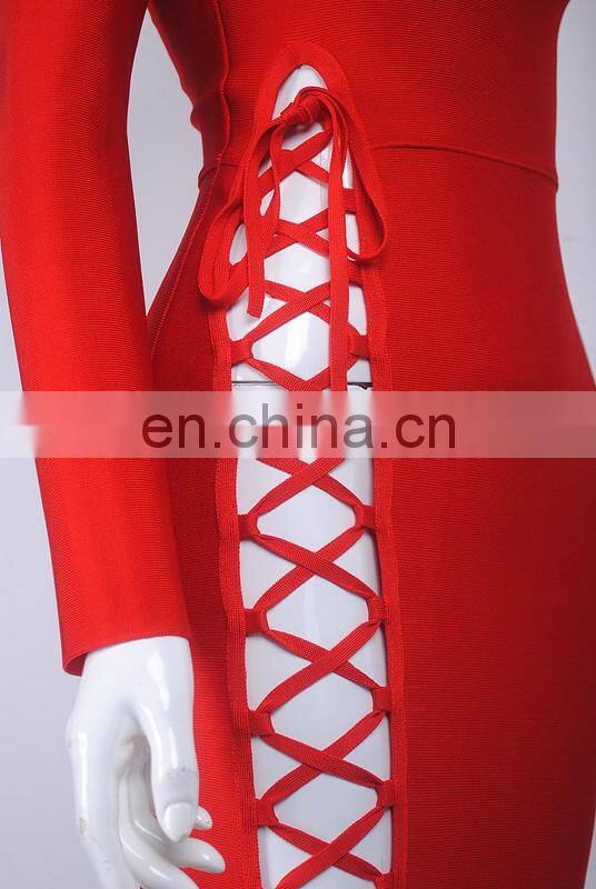 Amigo 2017 new design Black long sleeve XXX bandage dress midi prom dresses for hot body ladies party wear