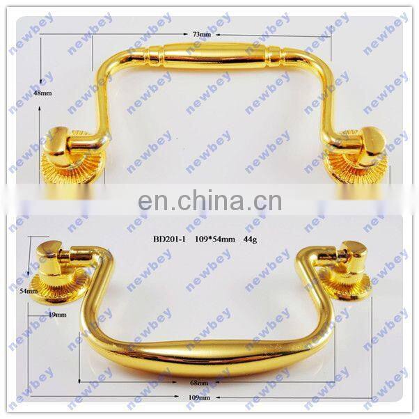Golden Zinc Alloy Wooden Wine Box Handle in Low Price