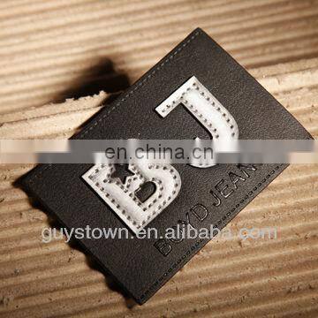custom decoration leather label patches for jeans garment