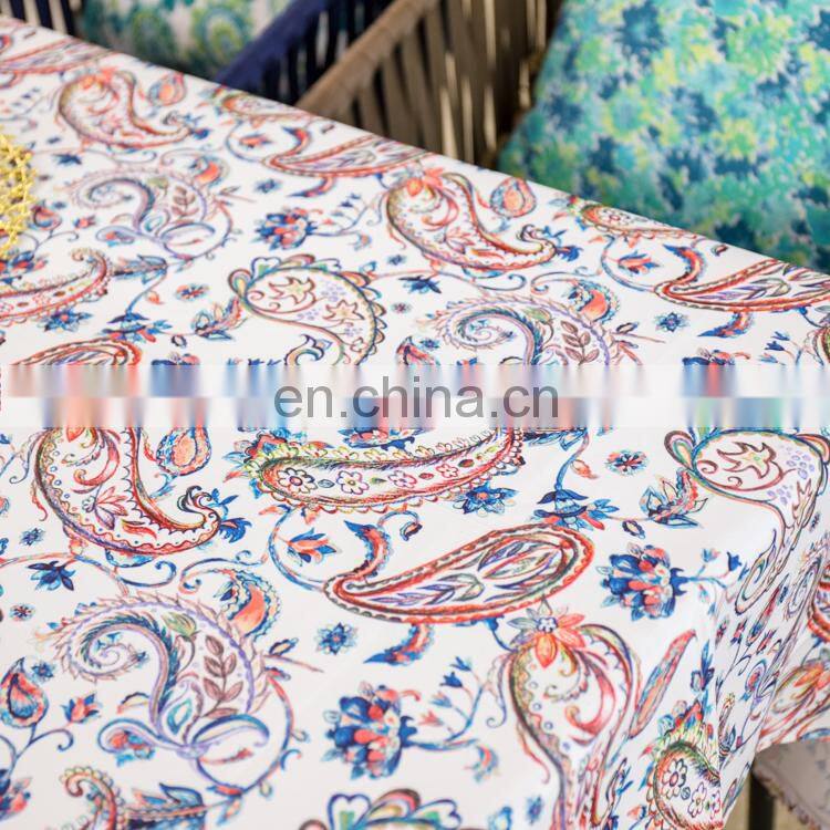Custom paisley digital printing printed pattern polyester tablecloth table cloth for home decor