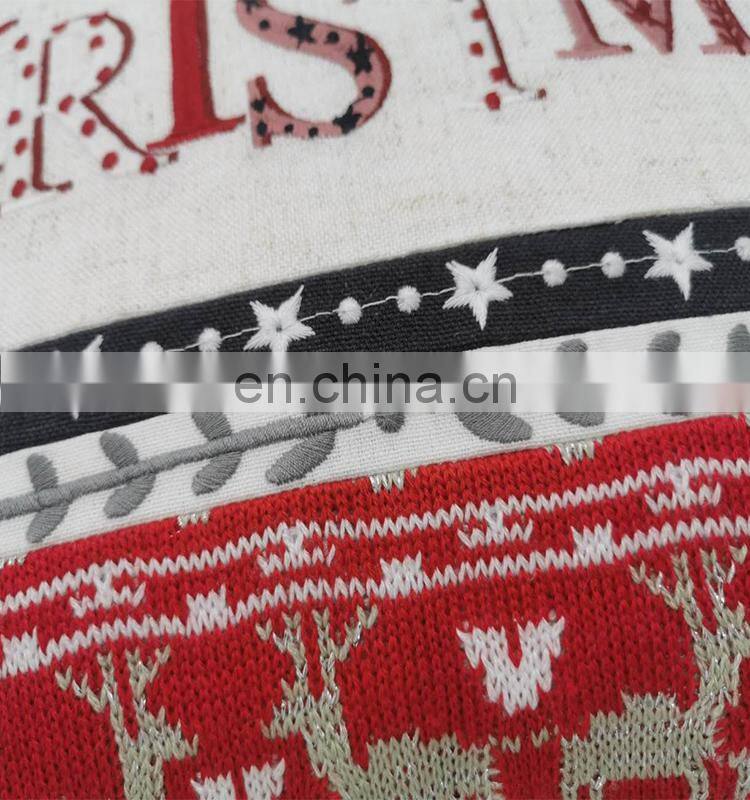 decorative embroidery knit applique scandinavian merry  christmas tree reindeer seasonal cushion pillow
