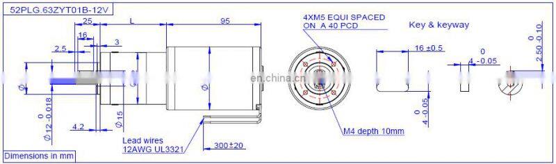 52PLG.63ZYT01 SERIES dc planetary gear motor 12v 24v rated torque upto 25Nm