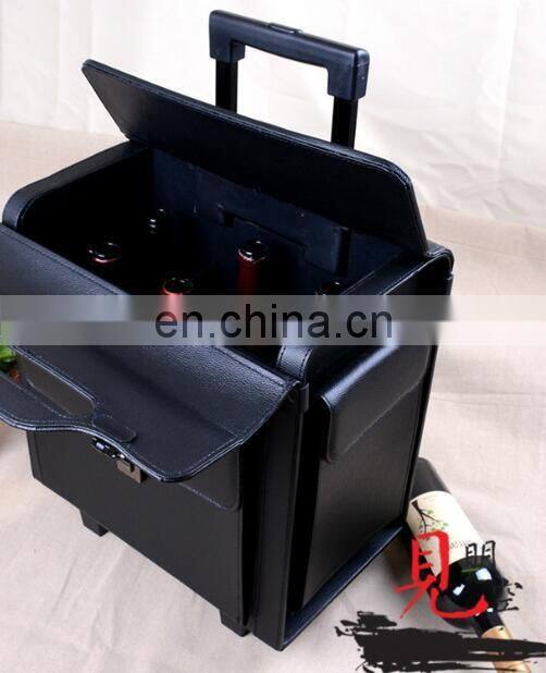 Senior business white wine suitcase,6 aluminum wine bottles trolley case/wine bottle display case