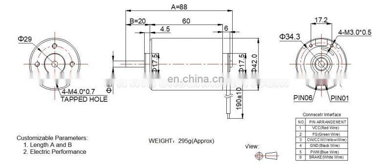 42mm High Torque 12v 3000rpm brushless DC Motor 7000rpm 24v BL4260
