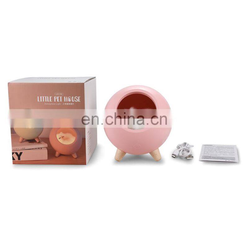 Home decoration portable wooden led rechargeable kids room light