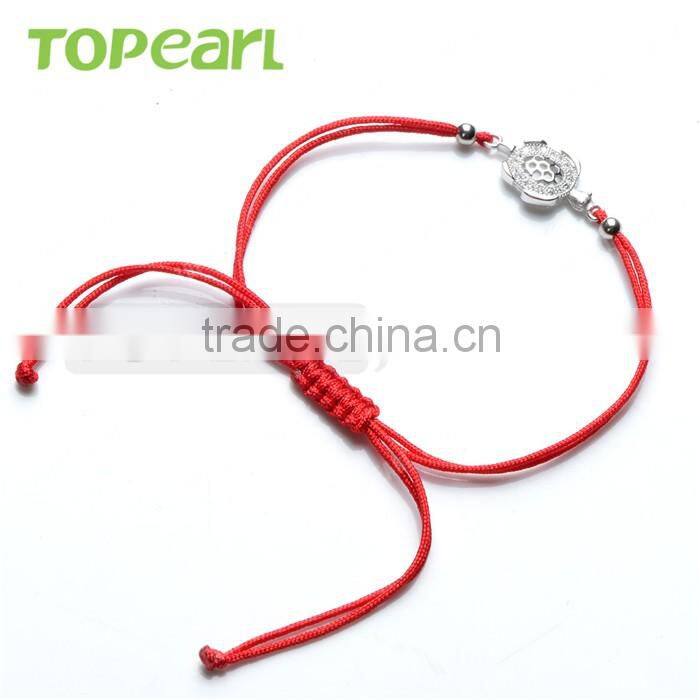 Topearl Jewelry Fashion Cubic Zirconia 925 Sterling Silver Beads Jewelry for Women Turtle Charm Hand-knitted Bracelet 9SB23