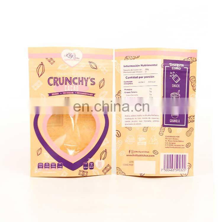 wholesale biodegradable kraft paper doypack nuts packing bag