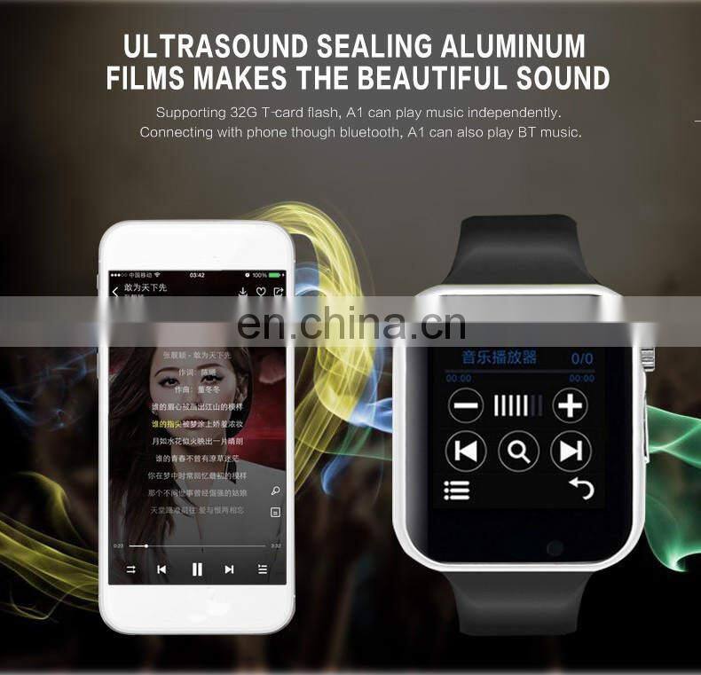 A1 BT Call Music Smart Watch Fitness Tracker Sport Pedometer Camera Message Reminder Smartwatch A1