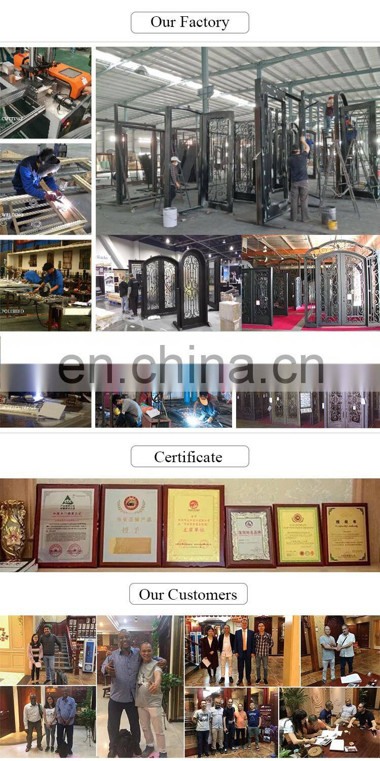Cheap price modern safety main entrance waterproof wrought iron grill single security gate door design