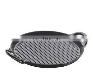 Non-stick cast iron enamel square camping double BBQ charcoal grill pans