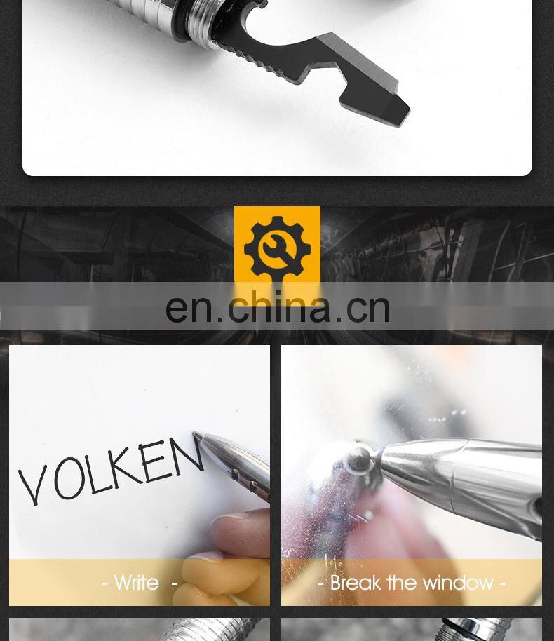 High Quality Stainless Steel with LED Lamp Outdoor Multifunctional Tactical Pen Outdoor self-defense Tool