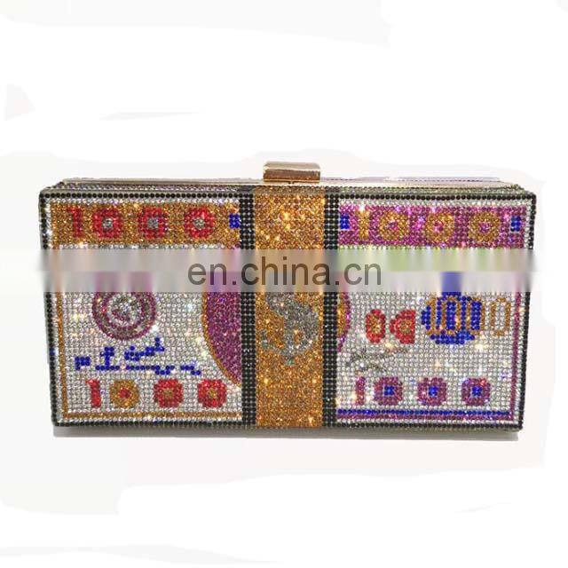 Wholesale Women Party Rhinestone Money Design Clutch Purse