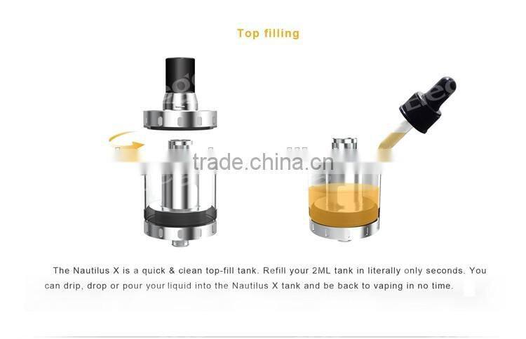 2016 new vape Aspire atomizer tank Nautilus X 2ml tank with 3 colors stock offer