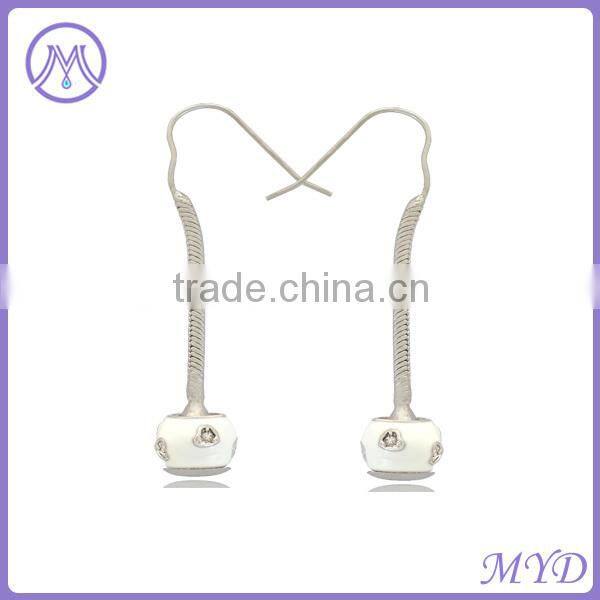 sterling silver ladies crystal earring with murano lampwork glass bead