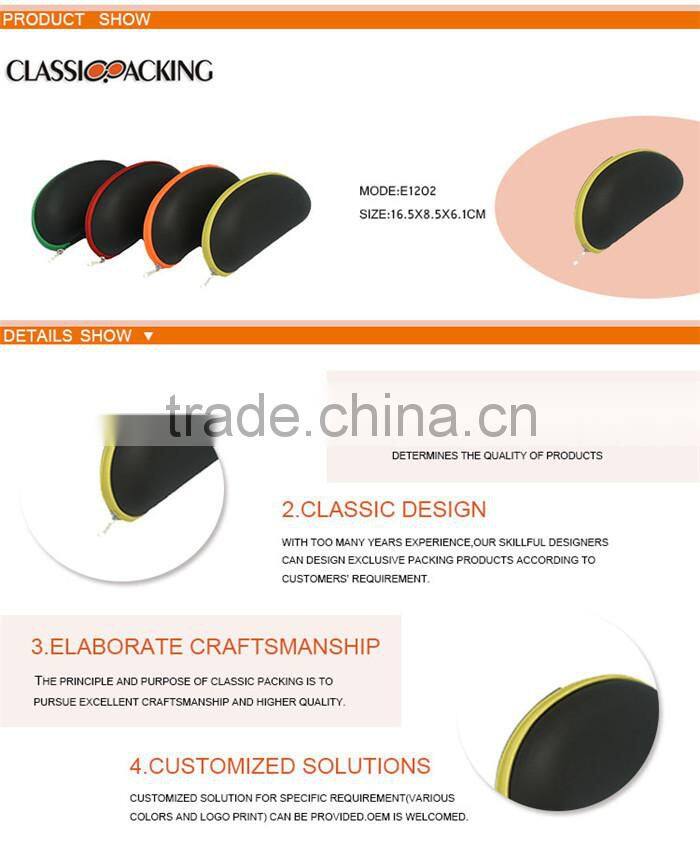 Travelling Convenient Black And Orange Soft Eva Sunglass Storage Case