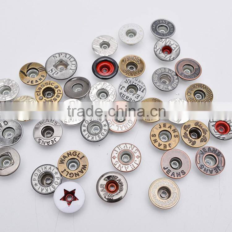 Quality Decorative Gold Metal Rivet Brand Logo Jeans Button