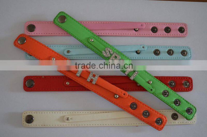 Wholesale Can be Assembled with Letters Double Straps Leather Bracelets